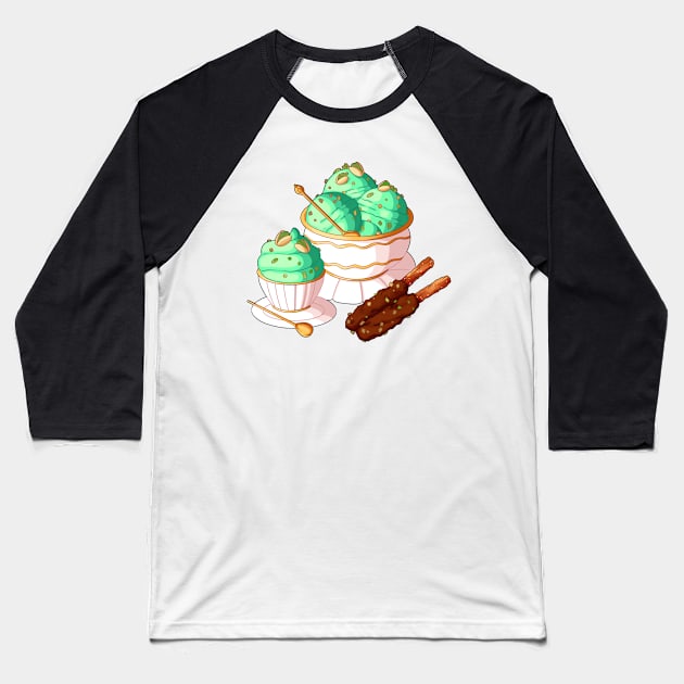 Pistachio Snacks Baseball T-Shirt by MidnightTeashop